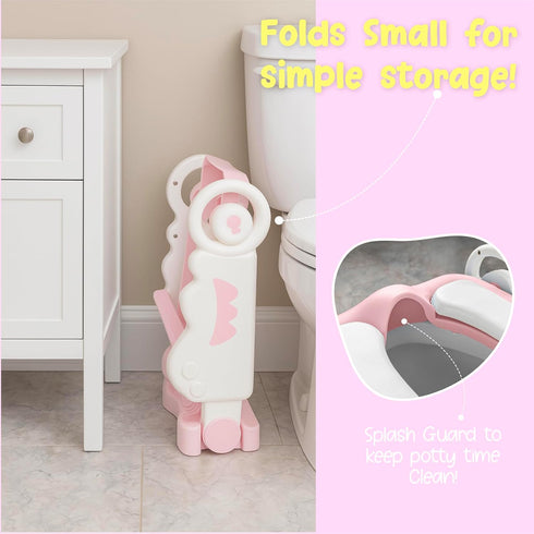 bebeleh Musical & Sound Toddler Potty Training Seat w/Step Stool Ladder - Collapsible & Adjustable Toilet, Pre