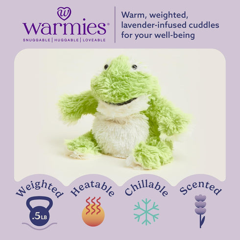 warmies Junior Microwavable & Weighted Stuffed Animals, Frog, Heated Plushie for Warmth & Comfort