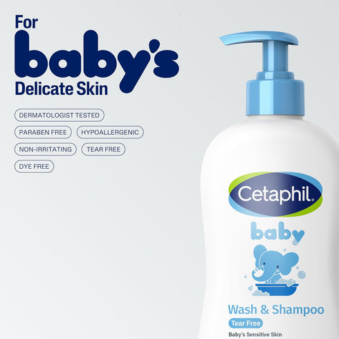 13.5 Oz (Packaging Cetaphil Baby Wash & Shampoo ,Tear Free, Paraben, Colorant and Mineral Oil Free, Fl. May Vary)