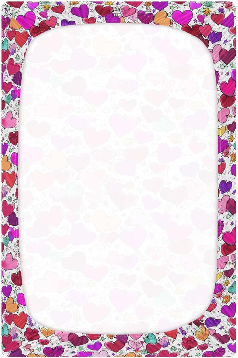 Pigsaly 27x39 Inch Crib Sheets Colorful Hearts Flowers Valentines Day Baby Sheet for Standard Crib Mattress Boys Girls