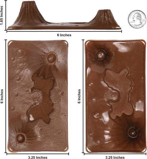TimMee 3pc Volcanic Terrain Brown Plastic Playset Accessory, USA Made