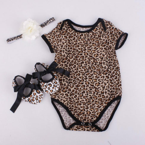 Leopard Romper Clothes Set for 20-22 Inch Reborn Baby Dolls, Newborn Girl Bodysuit Toy