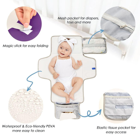 Kigai Purple Color Portable Changing Pad Travel Waterproof Foldable Baby Changing Pad Baby Diaper Mat for Newborn Girls