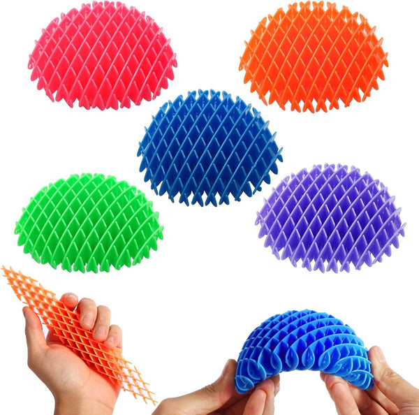 AHHSOY 5 Pack Mini Fidget Worm Toys for Kids 8-12, Elastic Mesh Stress