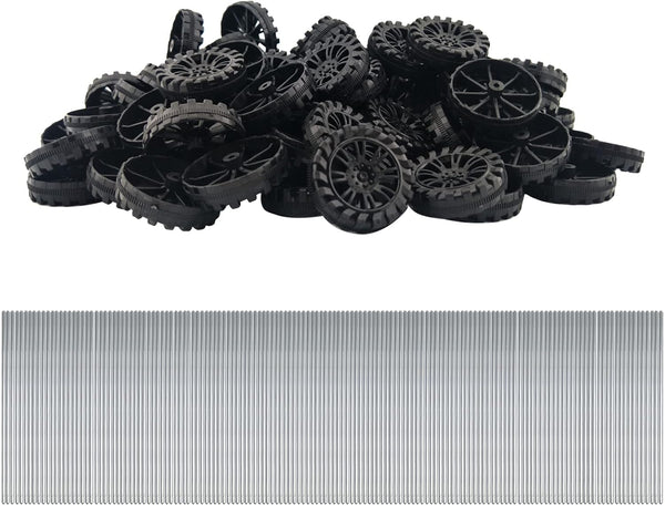 EUDAX 300 PCS 30mmx8mm Plastic Roll 2mm Dia Shaft Toys Wheel and