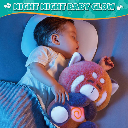 auby Red Panda Baby Soothing Toy - White Noise Machine & Lullabies, Plush Comfort with Rhythmic Breathing, Removable