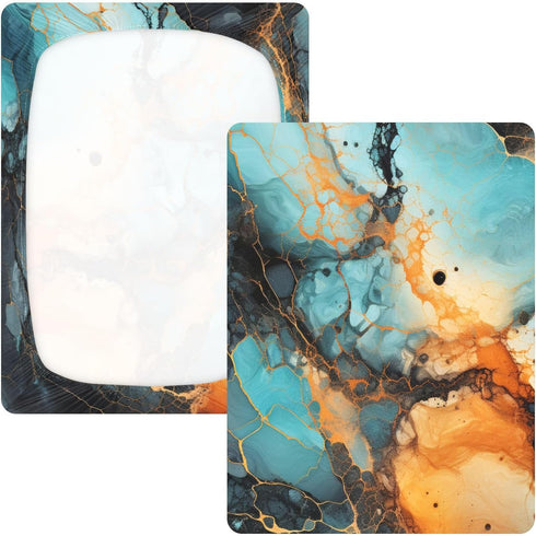 Bseiialft 52 28 Cyan Orange Marble Crib Sheets for Boys Girls Soft and Breathable Cotton Baby Sheets for Standard Crib
