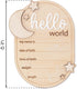 TTMerriwood 6.5 Inch Baby Announcement Sign Star, Wooden Hello World Newborn Welcome Sign Birth Name Plaques for Photo