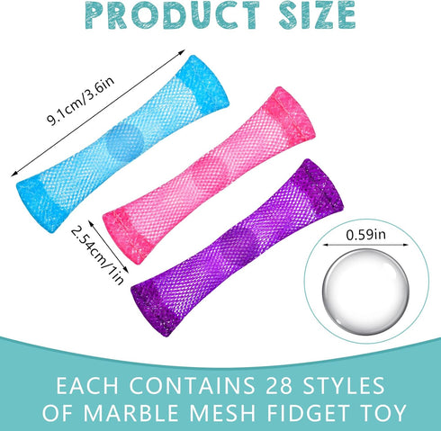 200 Jerify Pcs Marble Mesh Fidgets Toys Colorful Marble Fidgets Sensory Stress Relieve Toy Silent Quiet Toys Bulk