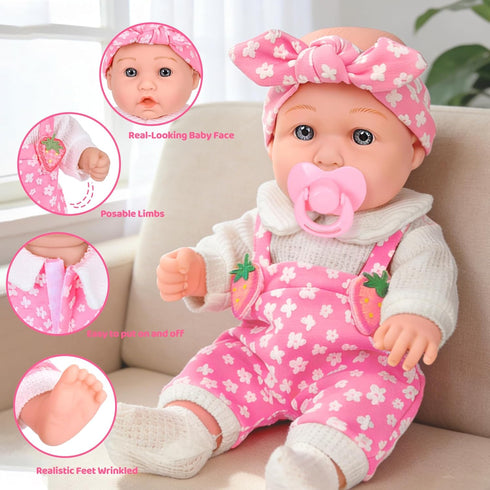 12" Backpack Box,12 Inch 3+ DONTNO Baby Doll with Carrier in Gift Realistic Baby Dolls with Clothes and Accessories,Toy
