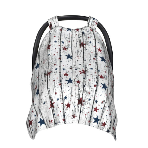 Hcpwzrf Patriotic Stars Distressed Wood Baby Car Seat Cover & Nursing Cover - Breathable Stretch Multi-Use Cover