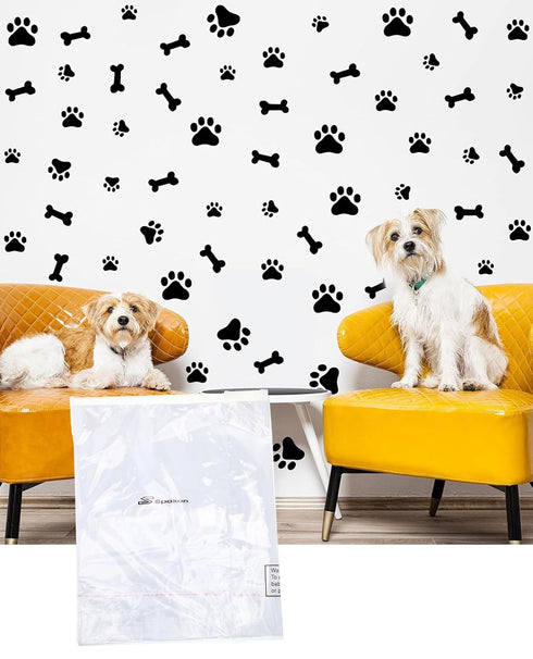 76 Pieces Dog Paw Decal Stickers, Removable Vinyl Wall Sticker Decoration for Nursery Bedroom Room Decor, Black
