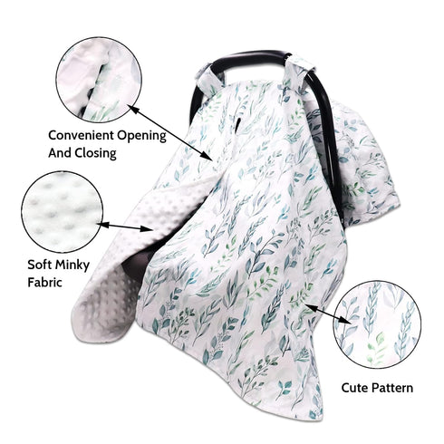 Green Leaf Car Seat Covers & Nursing Pillow Cover for Babies