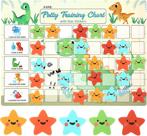 khlerox Potty Training Chart for Toddlers with 40 Reusable Magnetic Star Stickers, Interactive