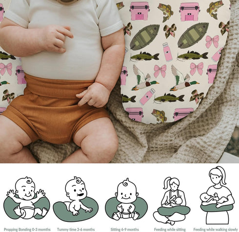 Summer Country Pink Fishing Hunting Girly Baby Nursing Pillow Covers for Girl Boats Bass Fish Duck Bows Nursing