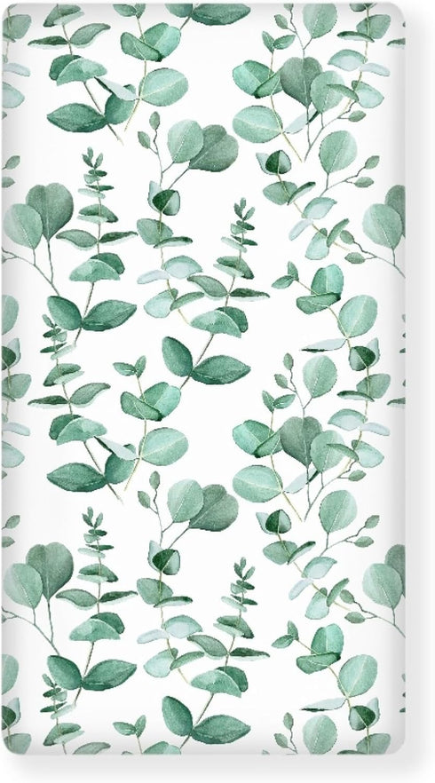 Winpema Green Leaves Fitted Crib Sheet Eucalyptus Leaf Baby Crib Sheet Fit Standard