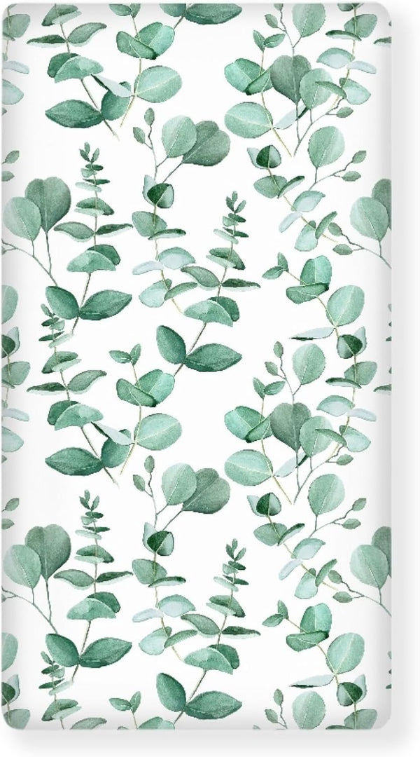 Winpema Green Leaves Fitted Crib Sheet Eucalyptus Leaf Baby Crib Sheet Fit Standard