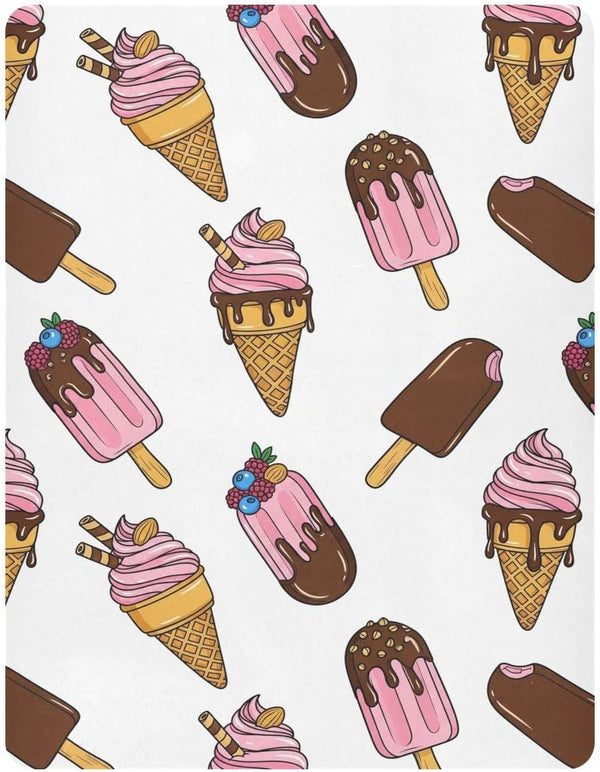 Emelivor Dessert Ice Cream White-1 Baby Crib Sheets for Boys Girls Fitted Crib