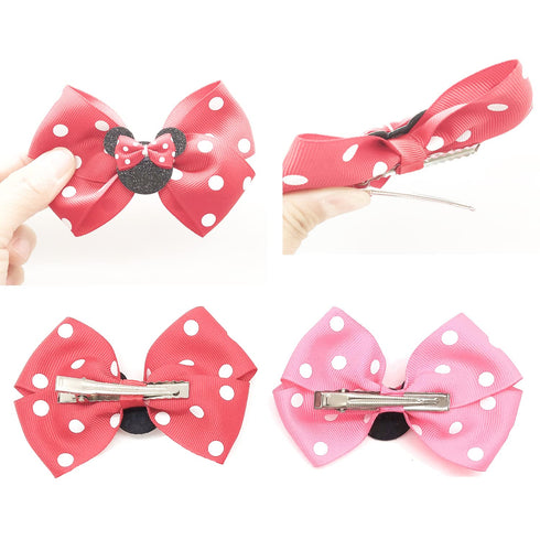 Baby Girl Mouse Ears Hair Bows Clips, Birthday Mouse Ear Hair Clip for Baby Kids Girls Women, Glitter Party Princess