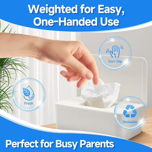 Eiszhjk Wipes Dispenser, Refillable Wipes Container Compatible with Huggies, Wipe Holder Keeps Clean, Weighted Wipe