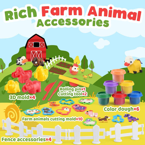 Sets 4-8, 4-6 PLAY Farm Animals Clay for Kids Ages Color Dough Kit with Animal Molds, Non-Toxic & Safe Toys Gifts