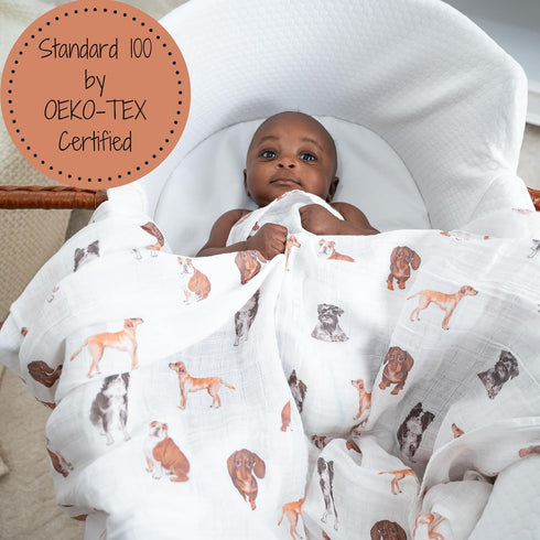 100% 47 47 Inches, LollyBanks Swaddle Blanket, Cotton Muslin Swaddle Blankets, Neutral Swaddle Blanket x Baby Blanket