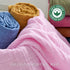 NOOVIA 2-Pack 43x47 inch, Baby Muslin Swaddle Blankets, Cotton, Extra Large Bear Forest & Solid Blue, Soft Newborn