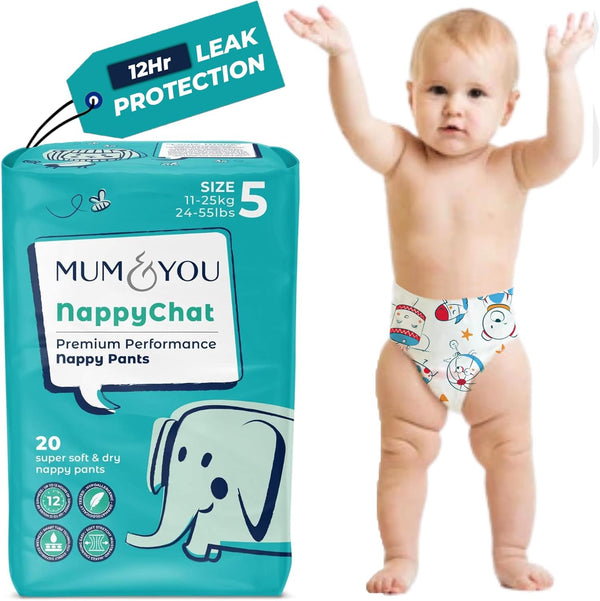 Mum & You Nappychat Premium Performance Eco Diaper Pants, Size 5 (20