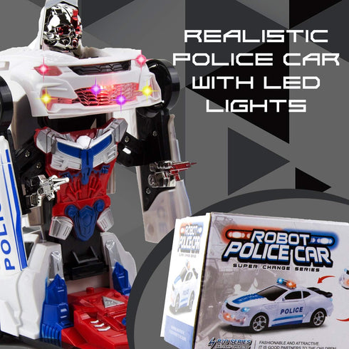 Toysery Transforming Robot Police Car with Light - Smart Robot Police Cars for Boys Age 7 to 9