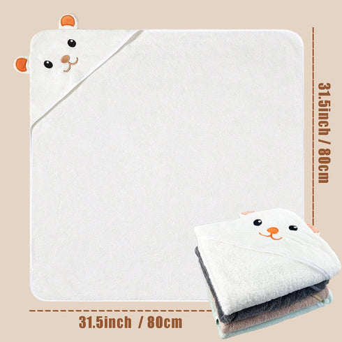 Hushlibaby 4Pack 31.5x31.5 Inch Set Hooded Baby Towels Unisex Hooded Towels Super Soft Absorbent Baby Boys Girls Unique