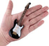 Dselvgvu Wooden Miniature Electric Guitar with Stand and Case, Dollhouse Model Birthday Present (Black,