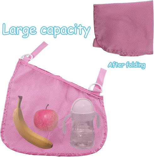 2 Pack Universal Side Sling Stroller Organizer with Mesh Cargo Net,Adjustable and Non-Slip Stroller Storage Bags