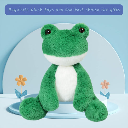 Green Frog Plush Toy - Cute Furry Stuffed Animal for Boys Girls, Gifts for Kids or Girlfriend, 8.5 Inches