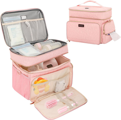 Breast Pump Bag Compatible with Spectra S1/S2, Dual-Layer Pump Carrying Case with
