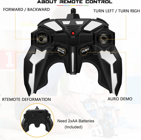 FIGROL Remote Control Car, Transformable Robot RC Car, 2.4Ghz 1:18 Scale Model Police Car with One Button Deformation