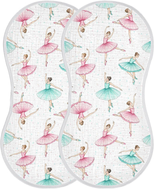 Qinllo Muslin Burp Cloths Ballerina Dot White Print Cotton Baby Burp Cloths 2