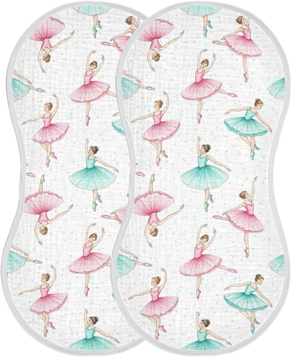Qinllo Muslin Burp Cloths Ballerina Dot White Print Cotton Baby Burp Cloths 2