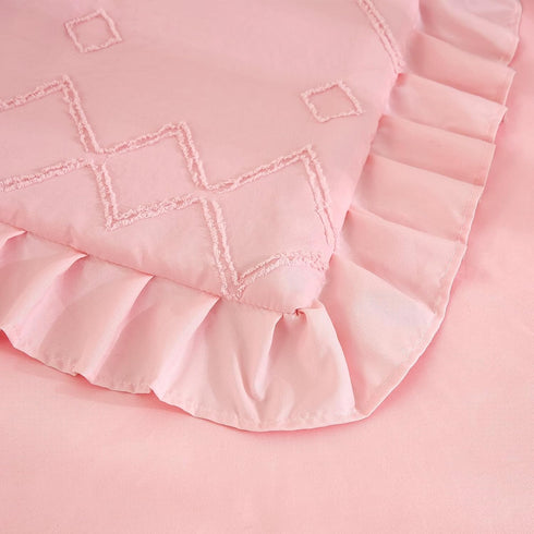 3-Piece Set Set Tufted Ruffle Crib Bedding for Girls - Ultra Soft Baby Bedding Includes Boho Crib Comforter, Sheet