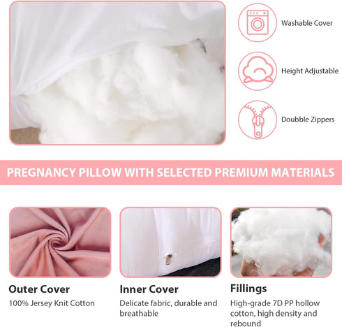 Pillow,57 inches Victostar Pregnancy U Shaped Maternity Pillow with Removable Cover Full Body Pillow Support for Back