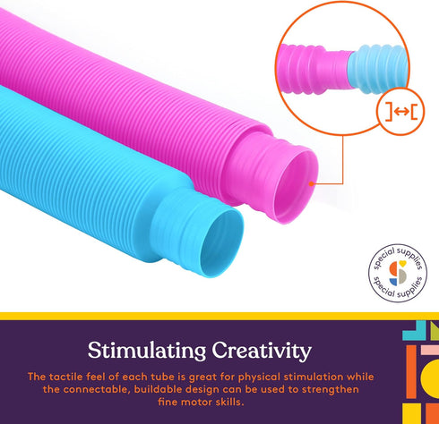 (16-Pack Special Supplies Fun Pull and Stretch Tubes for Kids - Pop, Bend, Build, and Connect Toy, Provide Tactile