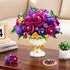 Set 905 18 12+ PLAXSOON Purple Rose Flower Building with Vase, PCS Mothers Day Botanicals Flowers Bouquet Building