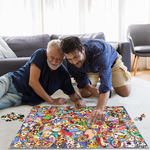 Jigsaw Puzzles for Adults, 1000 Piece Dog's World Puzzle, Cartoon Puzzles for Adults