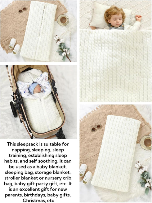LLmoway Warm Swaddles for Newborns Soft Thick Knit Baby Infant Sleeping Bag Receiving Blankets for Boys Girls Winter