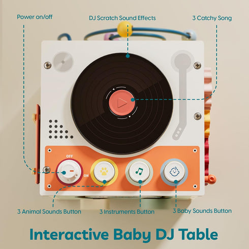 2 3 4 18 TOP BRIGHT Musical Activity Cube, Montessori Toys for Year Old Toddlers, Baby DJ Table with Songs, Baby