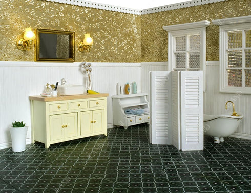 iLAND Dollhouse Flooring on 1/12 scale, Miniature Dollhouse Accessories, 60pcs Double-Sided Floor Tiles