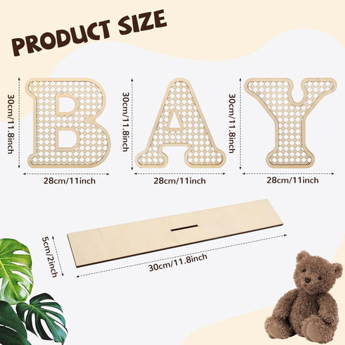 Generic 4 Pcs Wood Baby Letters - Boho Nursery Decor for Baby Shower | Rustic Alphabet Letter Home Decoration