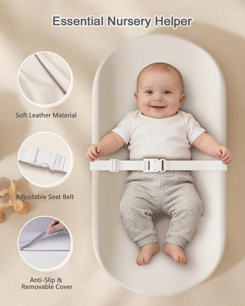 YACODAVO Baby Changing Pad with Vegan Leather Cover, Waterproof & Wipeable Changing Pad for Toddler, Flat Foam Travel