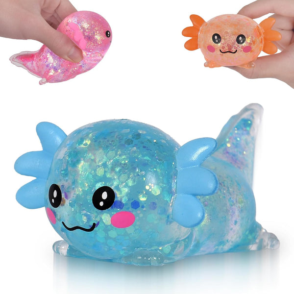 Puffwize Axolotl Squishy Toy, Cute Slow Rising Fidget Toy for Stress Relief, Soft