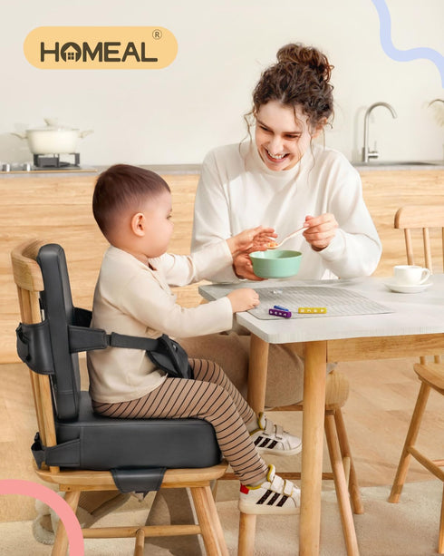 HOMEAL Booster Seat for Kitchen Chair, Breathable Toddler Booster Seat for Dining Table with Backrest and Adjustable