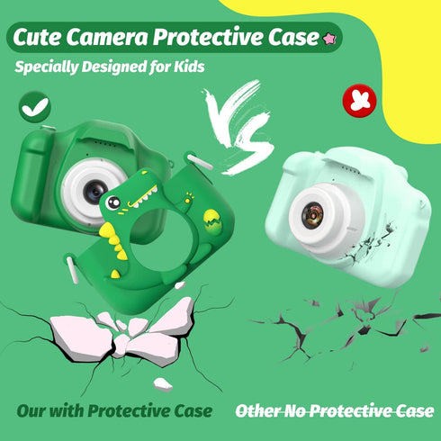 HOOMOON 3-12, 1080P 3 4 5 6 7 8 9 Upgrade Dinosaur Kids Camera, Christmas Birthday Gifts for Girls Boys HD Selfie